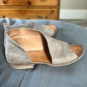 Free People Gray Suede Mules with Open-Toe Design